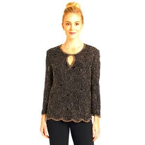 Royal Feelings Vintage Black Gold Beaded Sequins Women‎ 1X Gatsby Evening Wear